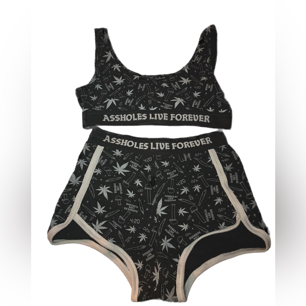 linda finegold alf 420 sports bra and shorts set